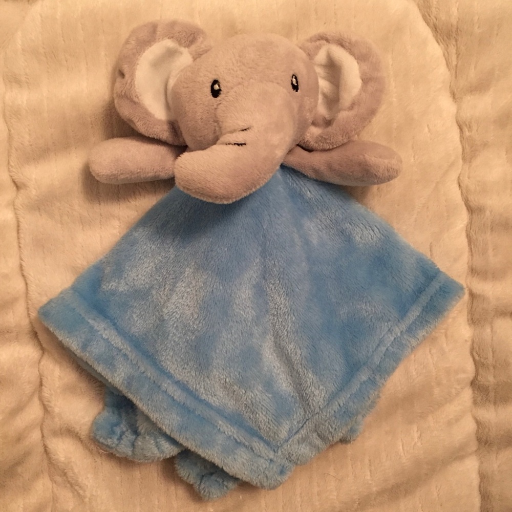 Nemcor Elephant Blue Grey Plush Security Blanket Lovey